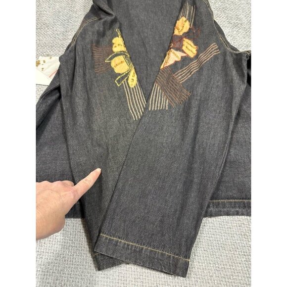Vtg Alex Kim Jacket Womens 1X Black Floral Sequins Art To Wear Boho Read - Picture 14 of 16